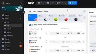 1win Sport live betting page with real-time football matches and