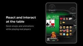 ACR Poker table with emojis and player reactions