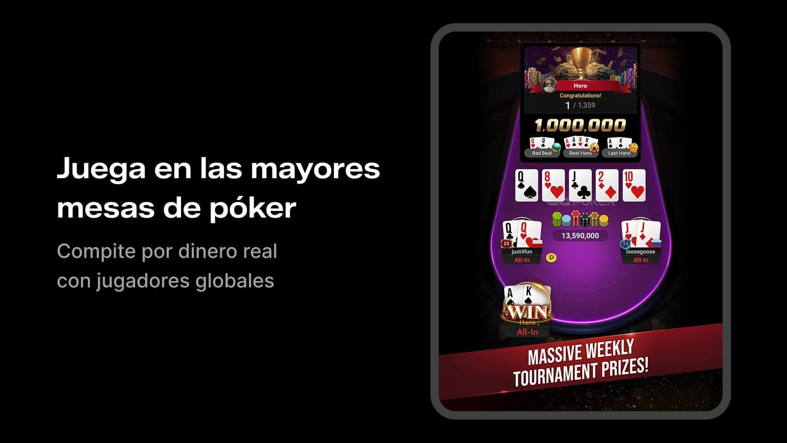 Mesas de GGPoker con jugadores globales y dinero real