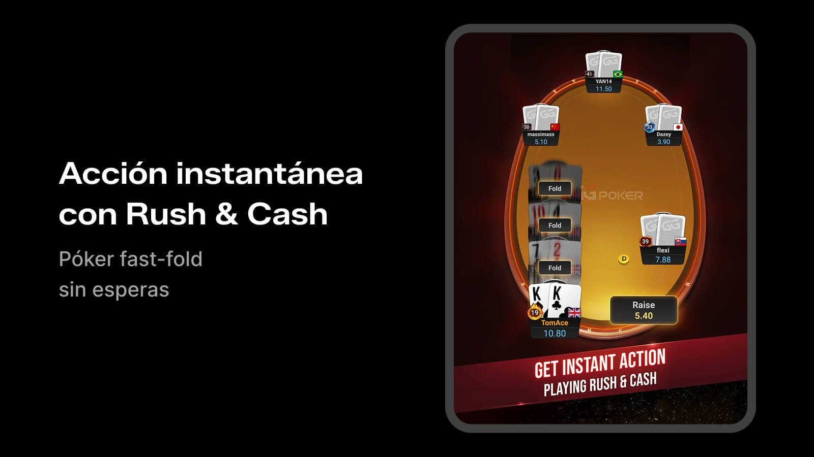 Rush & Cash de GGPoker con juego rápido