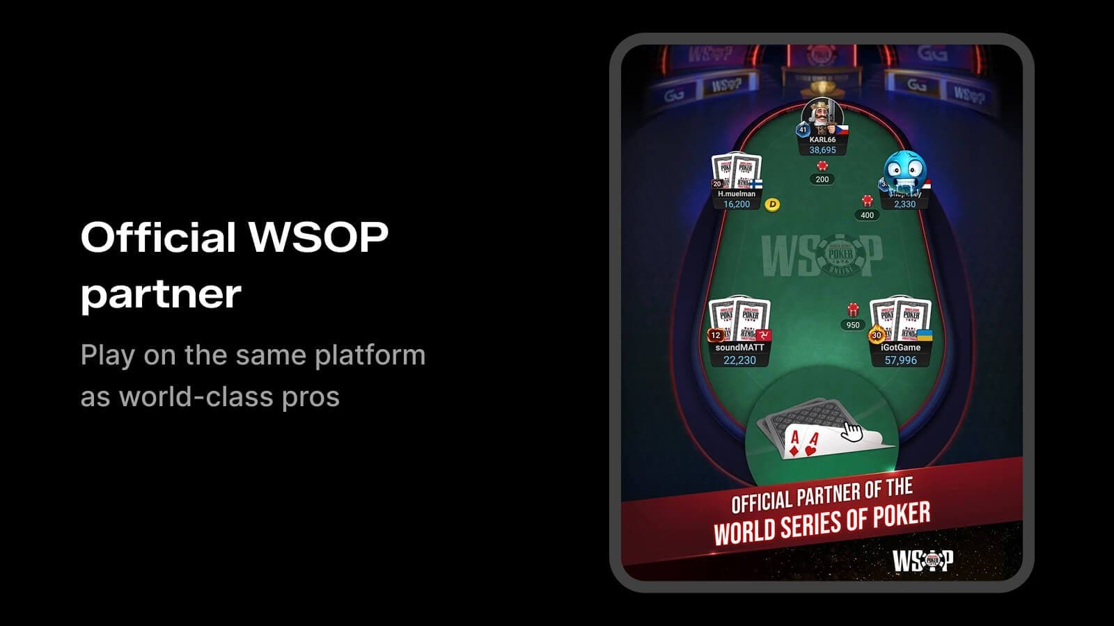 PokerOK WSOP partner poker table with real players