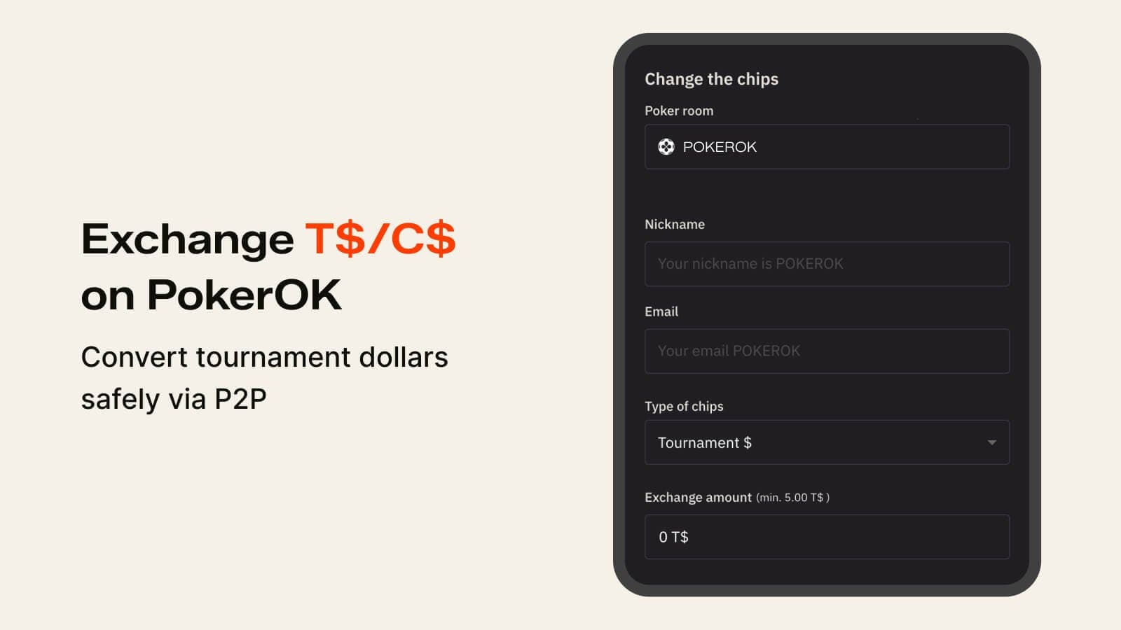 Intercambio T$/C$ en PokerOK con PokerSwap